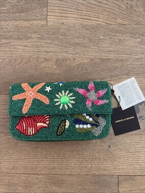 America & Beyond Emerald Sea Life Beaded Shoulder Bag
